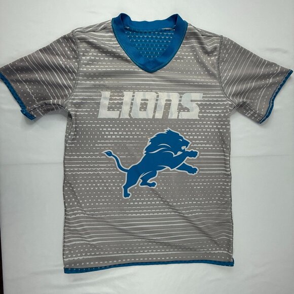 Used NFL Detroit Lions Reversible Flag Football Jersey Blue and Grey Youth Size - Picture 4 of 7